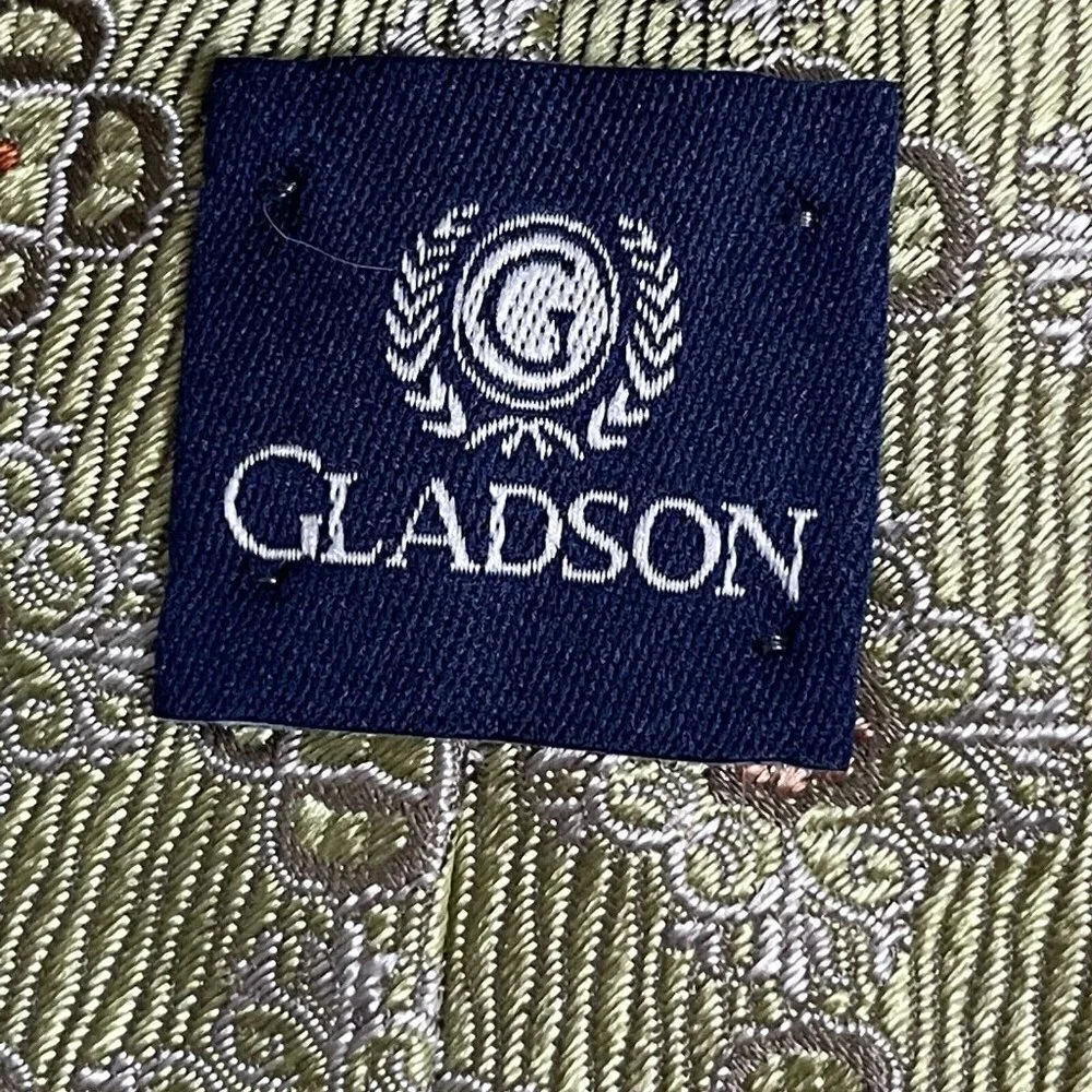 NWT Gladson Men's‎ Necktie Silk Gold Orange Geometric 4
